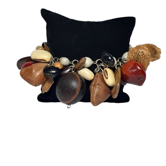Vintage Seeds Pod Beans Bracelet Travel Souvenir Jewelry 8" - Picture 1 of 11